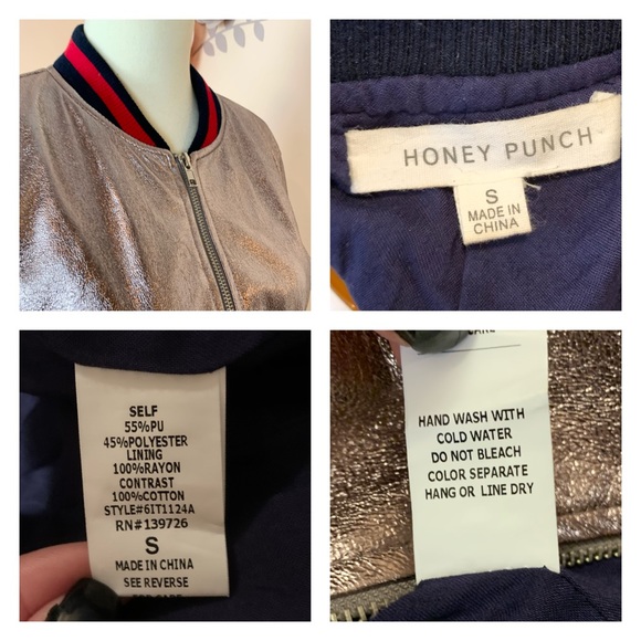 HONEY PUNCH Rose Gold Metallic Bomber - Picture 11 of 11